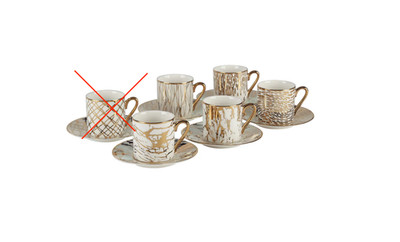Matrix Gold Espresso 5 Cups  & Saucers 6-piece Set, 1 cup is missing