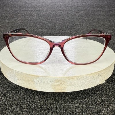 Scott Harris Europa Eyeglasses Frames SH558 C2 55-15-138 Semi Cat Eye Pink Tort
