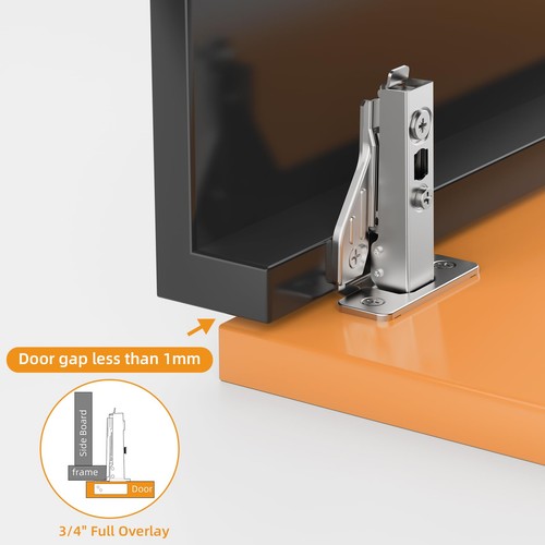 20 Pack Full Overlay Soft Close Concealed Hinges, Small Door Gap, Clip-on Pla... - Picture 2 of 7