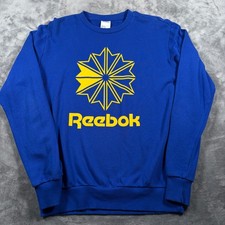 Vintage Reebok Sweatshirt Mens Medium Blue Classic French Terry Big Starcrest