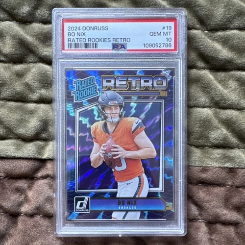 2024 Panini Donruss Rated Rookie Retro Bo Nix #19 PSA 10 Denver Broncos