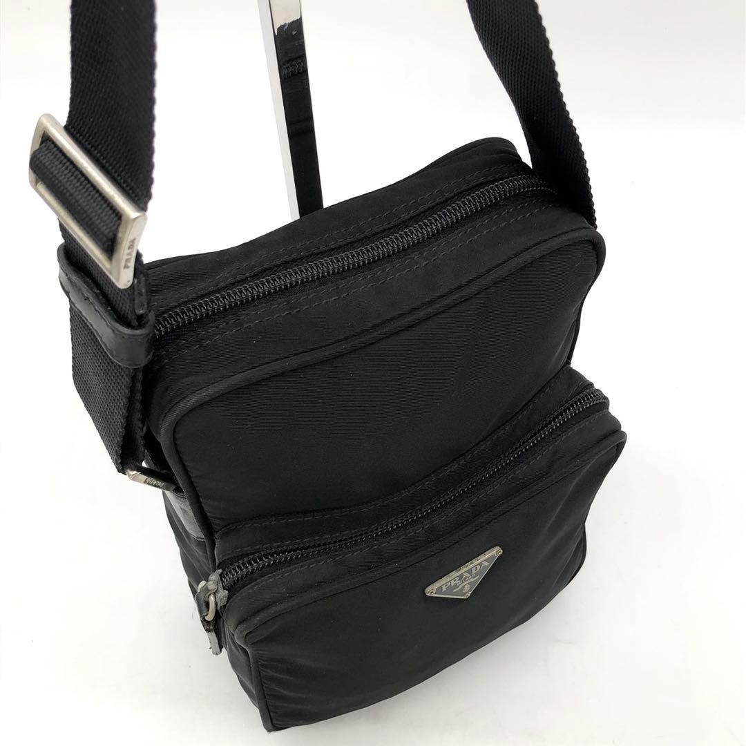 PRADA shoulder bag Amazon triangle logo plate nylon leather black thumbnail 8