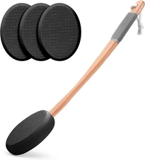 Lotion Applicator for Back, Feet, 4 Replacement Pads with 17" Curved Handle, Bac