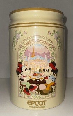 Disney Parks Epcot France Mickey & Minnie Café Gourmand Utensil Holder Jar New