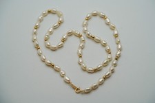 Vintage 14k Yellow Gold Pearl Necklace 18" x 4mm