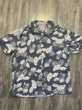 Rhythm Button Up Shirt Men's Size L Blue Short Sleeve Collared Casual Adults