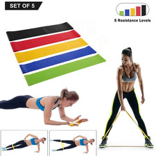 Resistance Bands Set of 5 Loop Exercise Glutes Legs Strength Workout Therapyband