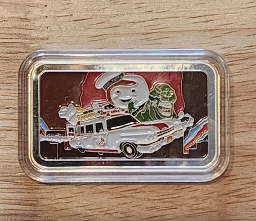Ghostbusters enamel stay puft Mint 1oz 999 silver 200 Made RARE ART BAR