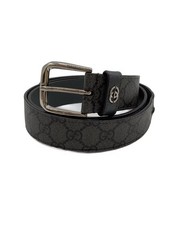 GUCCI Interlocking G Leather Belt 673921 Black Men  s 111cm Authentic