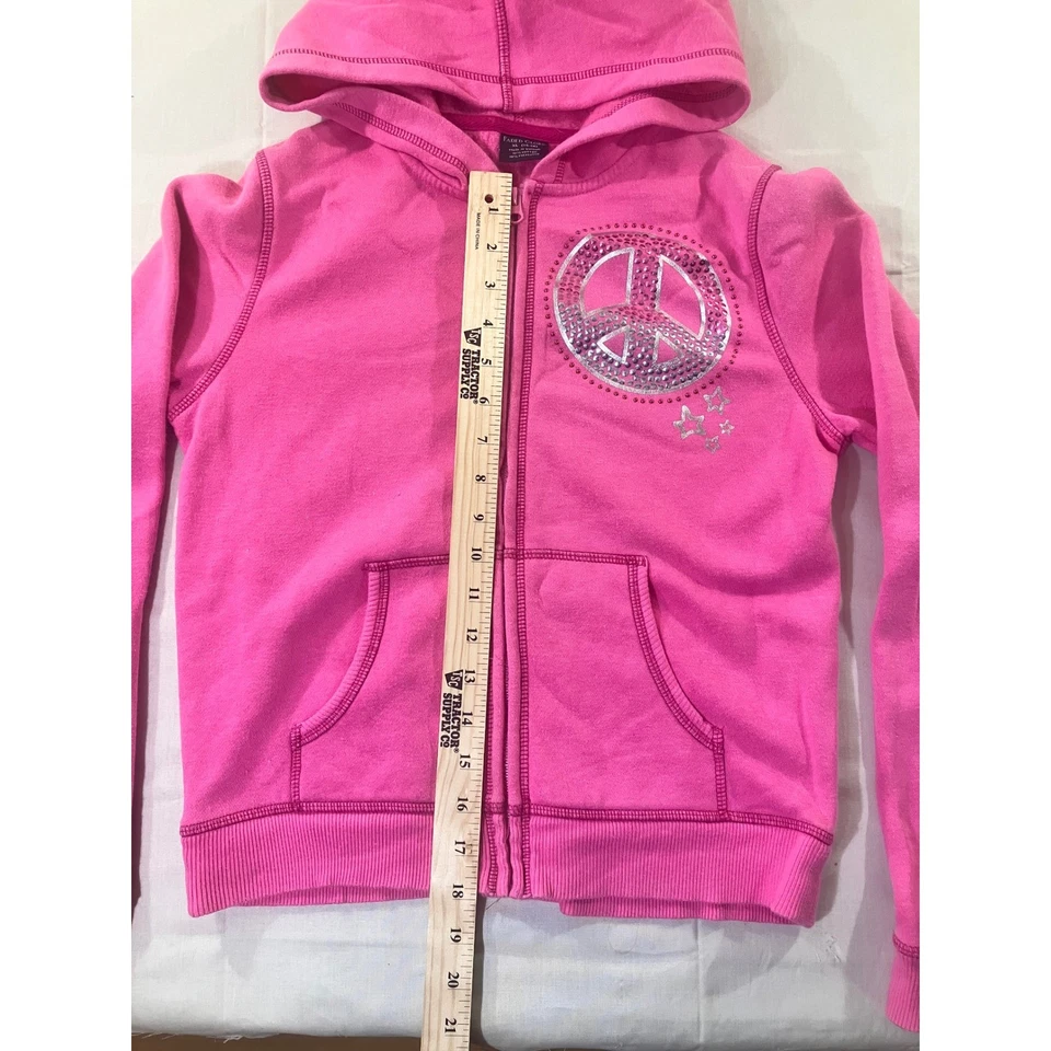 Sudadera con Capucha Desteñida Glory Niñas Rosa Cremallera Completa Signo de la Paz XL (14-16) Foto 4 de 4