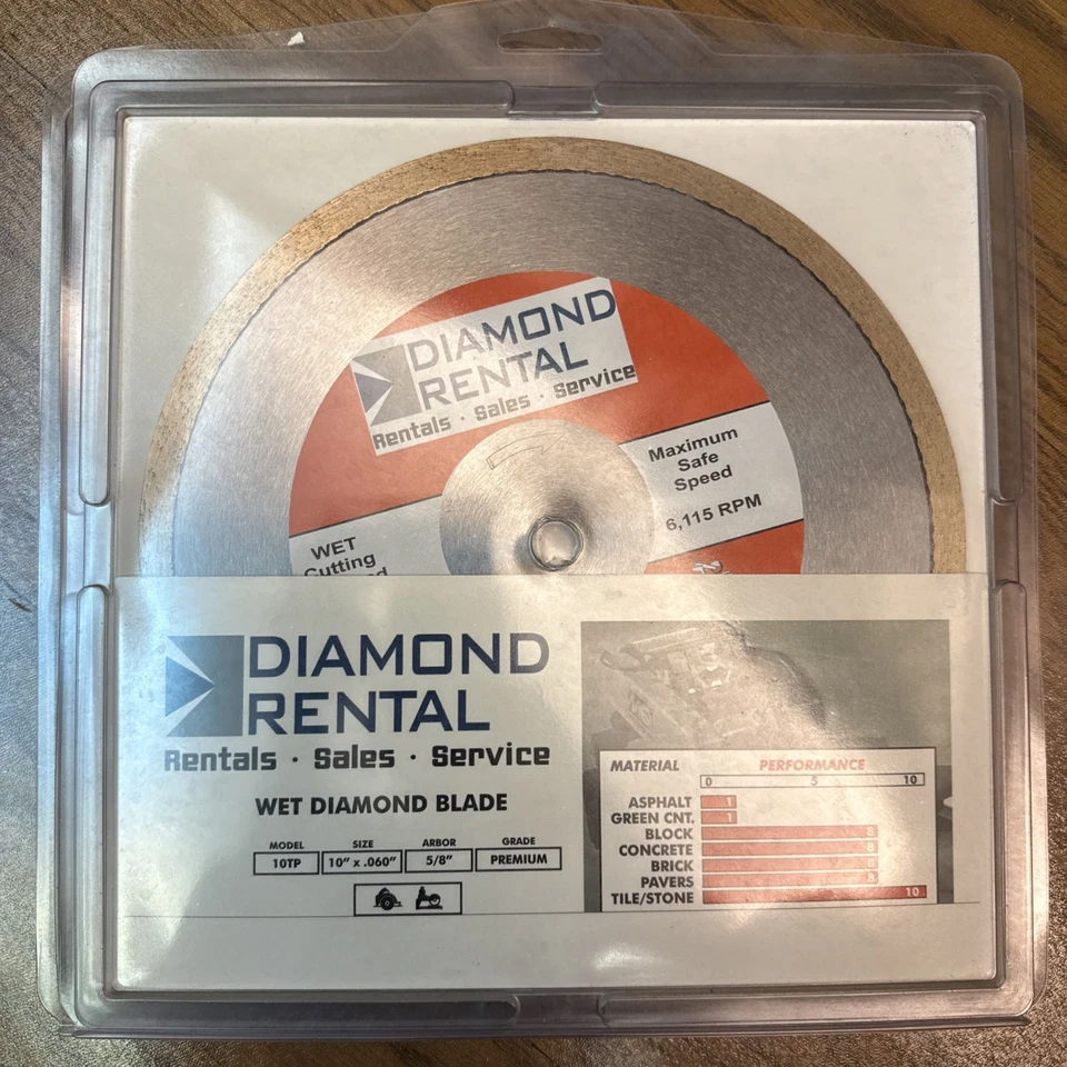 Hoja de diamante húmedo Multiquip 10TP | 10" X 0,060" | 5/8" | Premium | AZULEJO 10/10 Foto 3 de 4