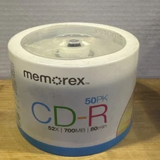 MEMOREX Music CD-R 50 PK Spindle 52X 700MB 80min Blank CD Brand New Sealed ~ N2