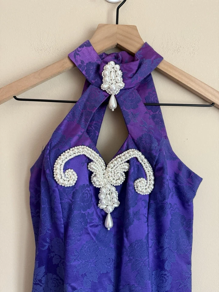 Vestido Gunne Sax Jessica McClintock Baile de graduación Vintage Años 80 90 Formal Perla Talla 6 Foto 3 de 4