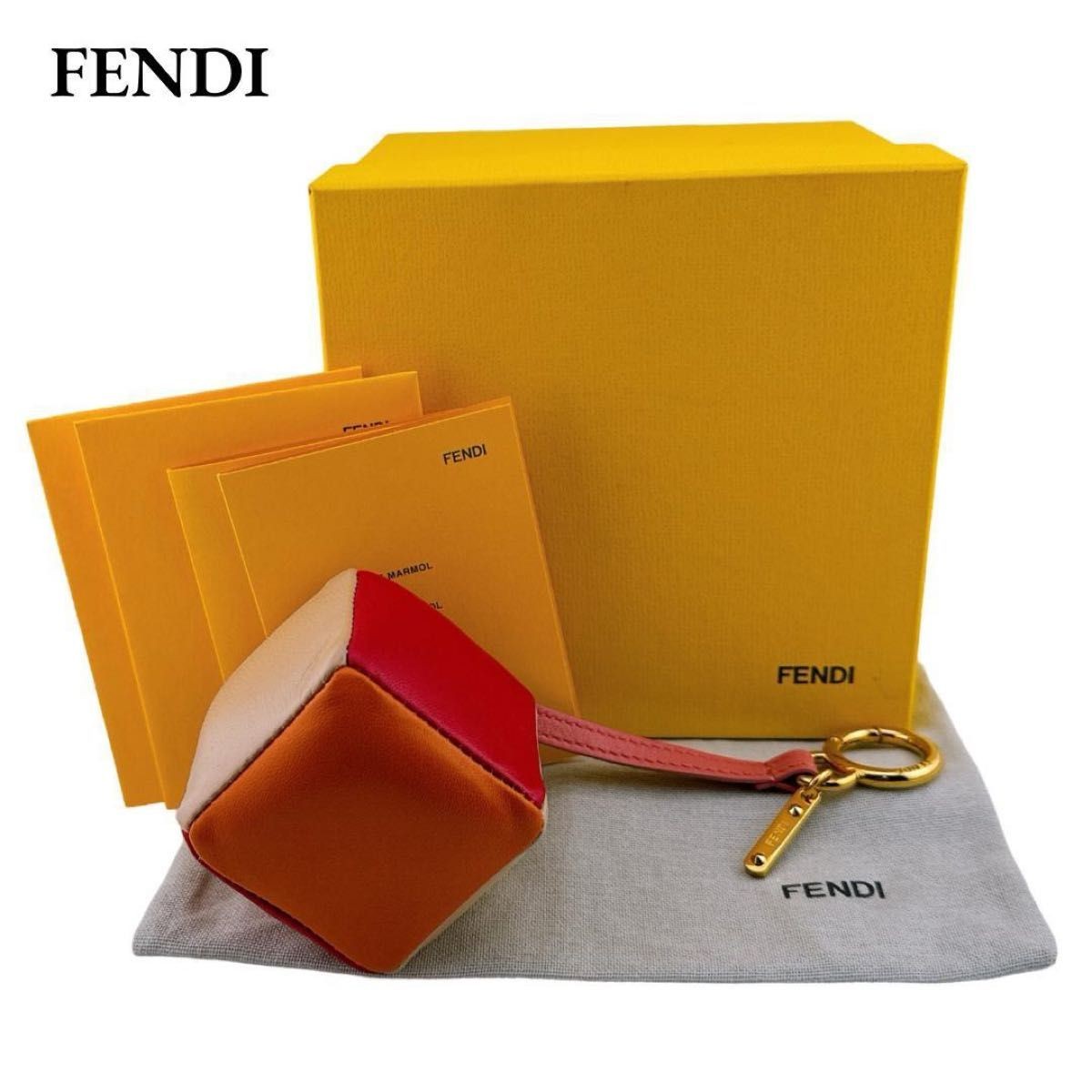 FENDI Square Cube Dice Bag Charm Key Holder Rare Collectible Accessory