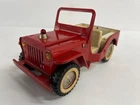 Vintage TONKA TOYS Red Metal Diecast JEEP *Missing Back Cover*