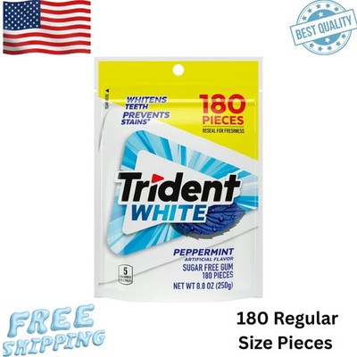 Trident White Sugar Free Gum, Peppermint, 180 Count (Packaging May Vary)