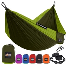 GORILLA GRIP Camping Hammock Tree Straps Portable Double Green
