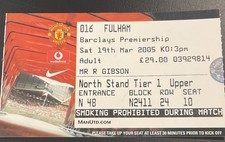 2005 Fulham V Manchester United Football Match Stub