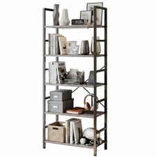 Bookshelf, 5-Tier Small Industrial Storage Shelf Shelves, Metal Bookcase