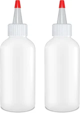 Condiment Squeeze Bottles - 4 OZ Squirt Empty Bottles, Red Top Cap, Leak Proof -