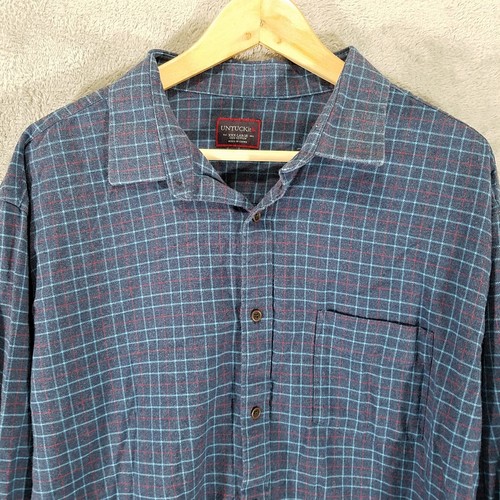 Camisa Untuckit Para Hombres 3XL XXXL Grande Azul Franela Abotonada a Cuadros - Imagen 2 de 9