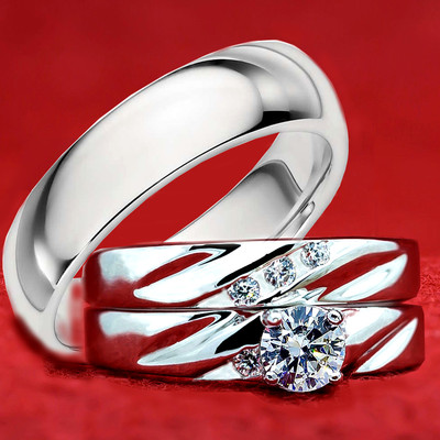 3PCS HIS AND HERS TITANIUM 925 STERLING SILVER WEDDING BRIDAL MATCHING RING  SET