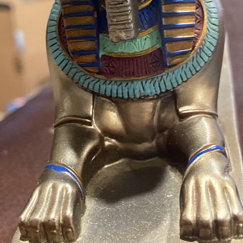 Única Esfinge Egipcia Antigua de Giza Hecha a Mano Y Pintada En Egipto - Imagen 8 de 10