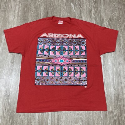 Arizona Shirt XL Vintage 90s Y2k Native American Tribal Navajo Aztec Pattern Tee