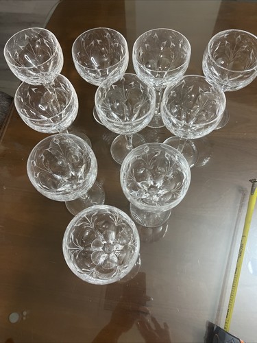 10 Cut Crystal Wine Glasses 24% Lead crystal 6 3/4”x 3 3/4”- Beautiful Antique - Picture 13 of 17