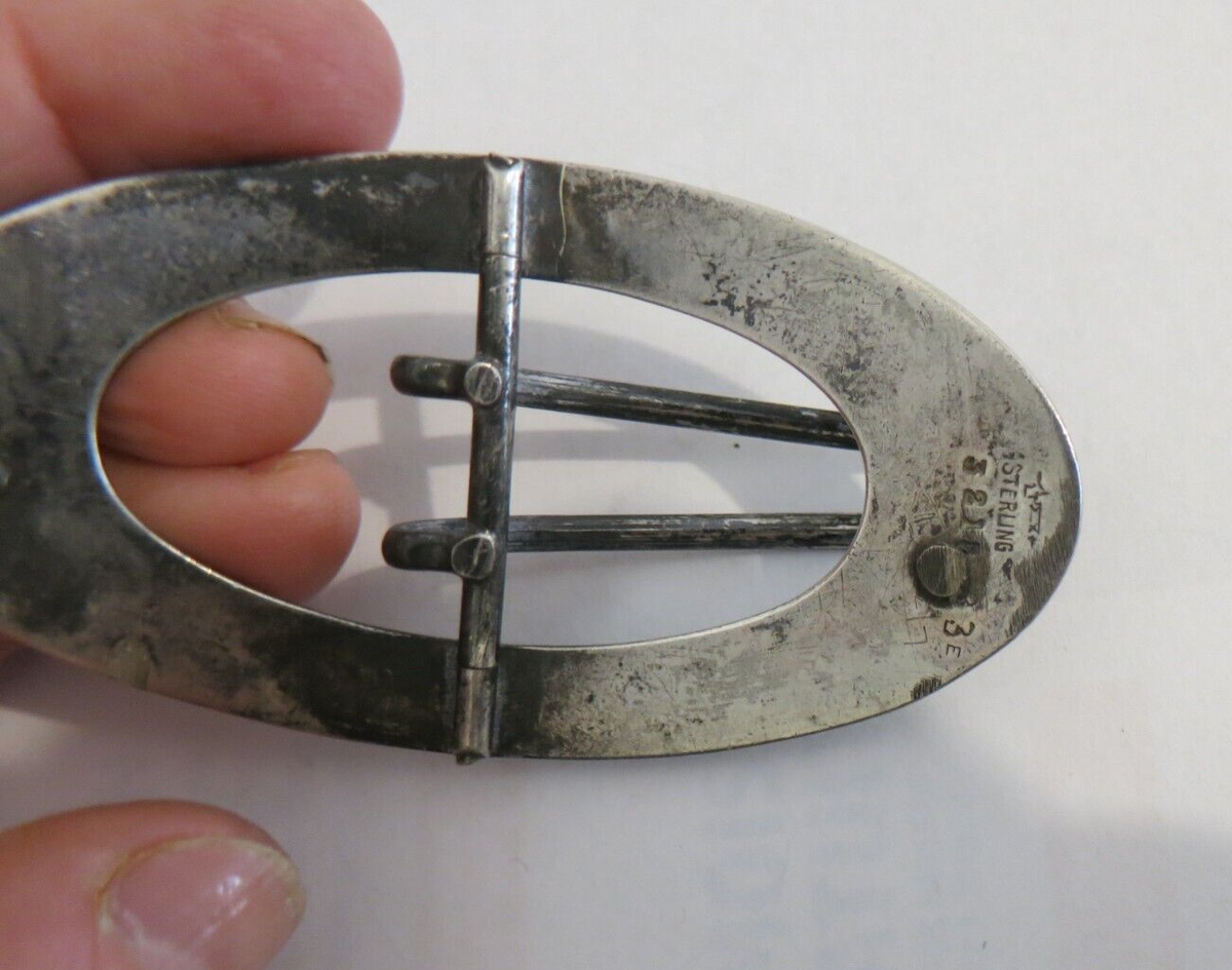 Vintage Signed Art Nouveau w/enamel Sterling Silver Belt 