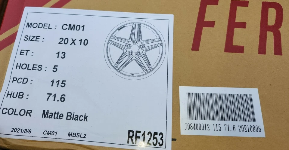 1 20" FERRADA CM1 MATTE BLACK 20X10 CHEVYCAMARO SS ZL1 CM120105115MB13 Foto 3 de 3