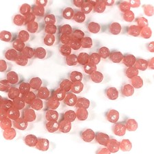 Peach Opal Czech Fire Polished Round Faceted Glass Beads 4mm 100pcs J528