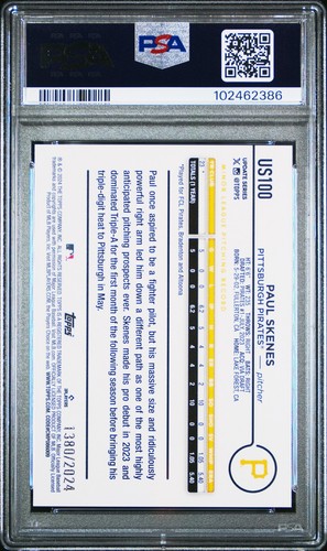 2024 Topps Update Gold #US100 Paul Skenes /2024 RC Rookie PSA 10 - Picture 2 of 2