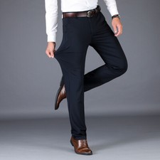 Business Trousers Black Elastic Simple Straight Casual Pants Men Suit Pants
