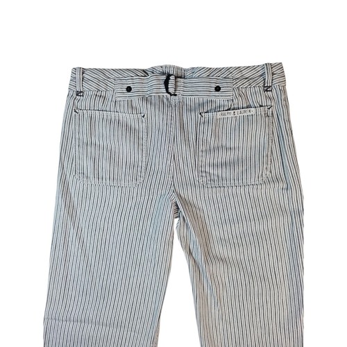 Ralph Lauren Denim Wide Leg Striped Sailor Pants Young Blue & White Young 14 Y2K - Picture 5 of 13