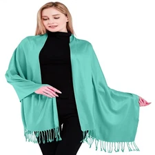 CJ Apparel Cyan Solid Color Design Shawl Seconds Scarf Wrap Stole Pashmina *NEW*