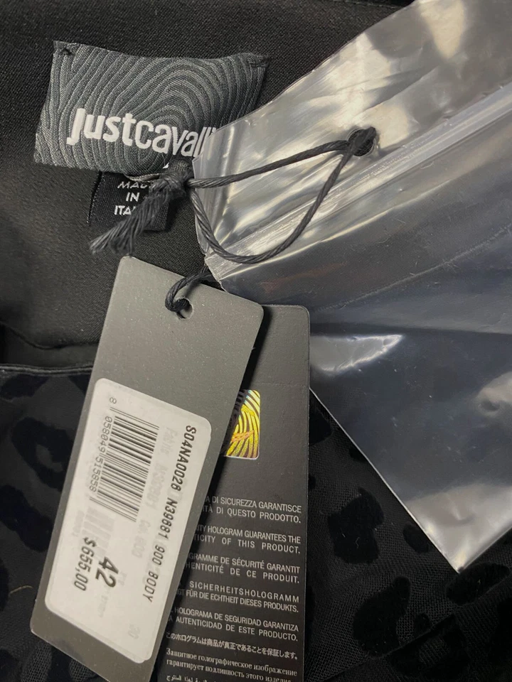 $655 Just Cavalli Mujer Negro Manga Larga Burnout Body Talla IT 42 / US 6 Foto 4 de 4