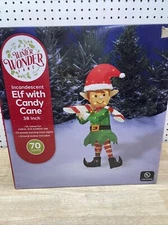 Winter Wonder Lane 38-Inch Light-Up Elf & Candy Cane Christmas Yard Decoration