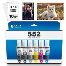 552 Ink Refill Bottles 6 Pack 600ML Compatible for Epson Ecotank ET-8550 ET-8500