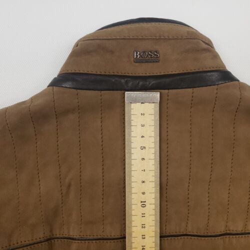 Hugo Boss Suede Leather Jacket 38 48 Small Medium Field Utility Brown Gorban - Picture 17 of 20