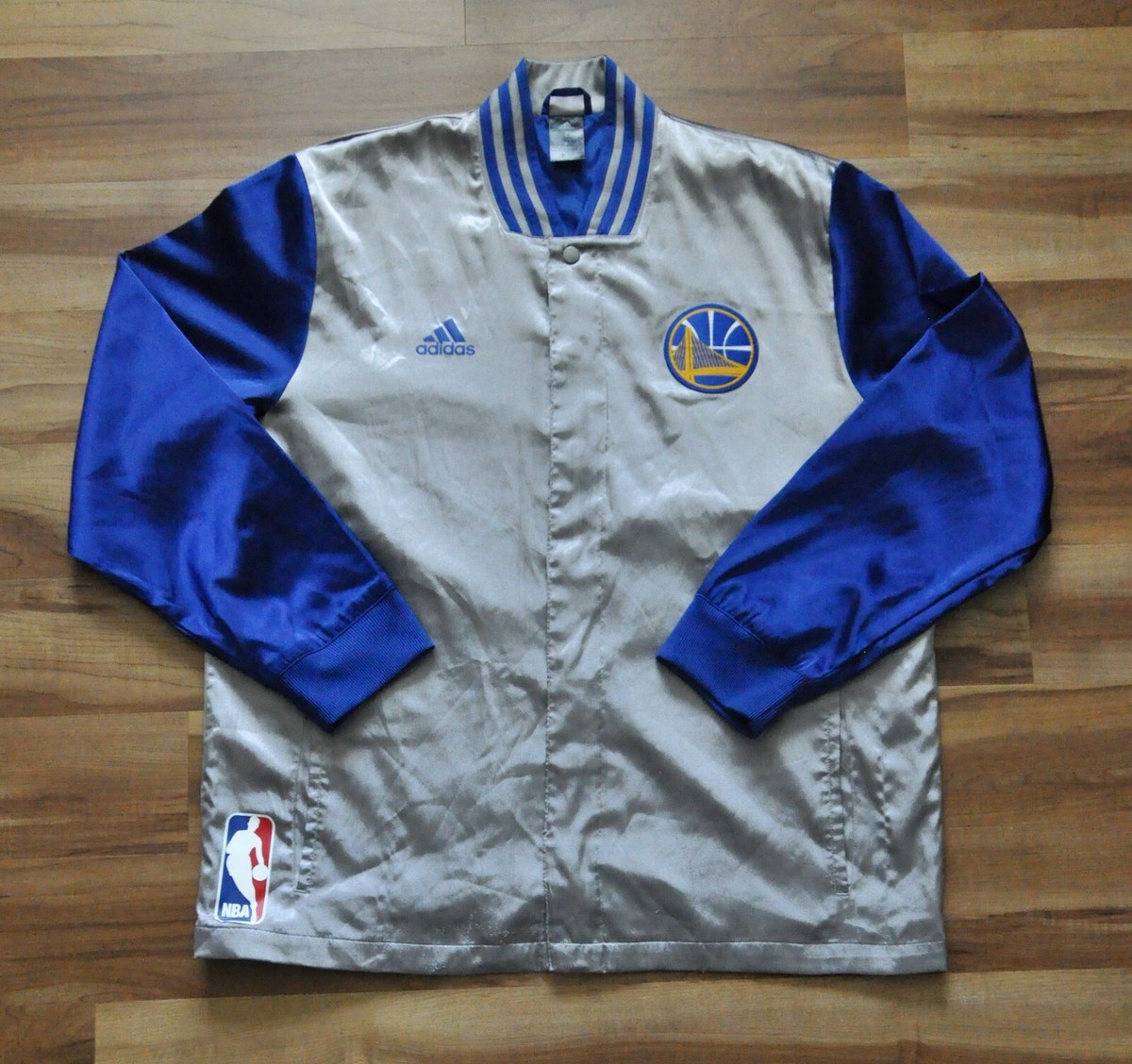Golden State Warriors Adidas Jacket Warm Up On Court Silver 2015 Curry Men  XL