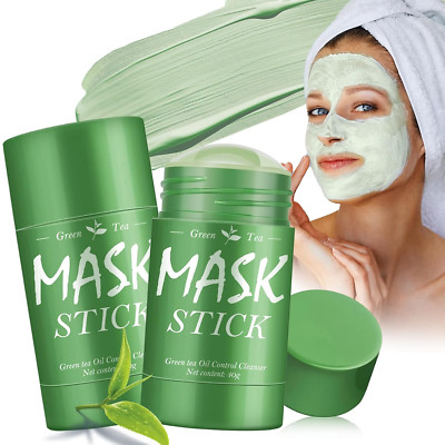 2 Stück Grüntee Purifying Mask Stick, Green Tea Clay Mask Stick, Deep Moisturizi