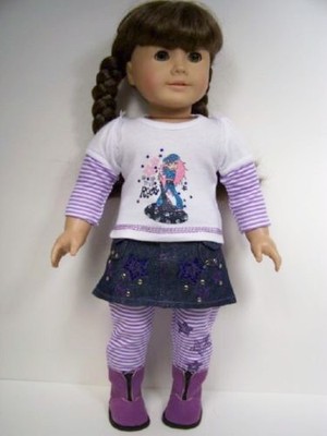 Rock Star Shirt Skirt Stripe Leggings Doll Clothes For 18'' American Girl (Debs)