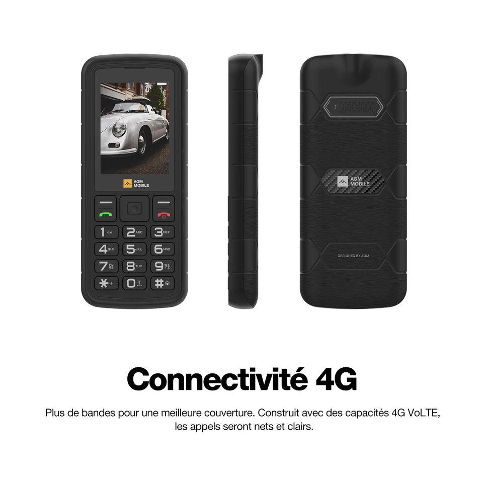 AGM M9 4G LTE Téléphone robuste débloqué IP68 Clavier Haut-parleur 1000mAh FM - Photo 2/4