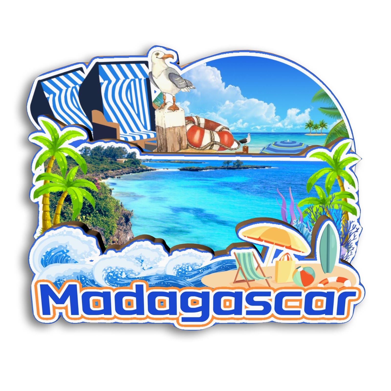 Madagascar Refrigerator magnet 3D travel souvenirs wood