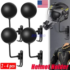 2/4x Motorcycle Helmet Holder Hook Jacket Bag Display Wall Mount Hanger Rack Bik