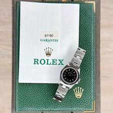 Rolex Ladies Oyster Perpetual w/ Paper 25mm Black Index Arabic Dial Smooth 67180 3