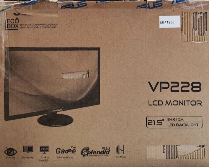 ASUS VP228 21,5" LCD Monitor - Defekter Bildschirm Voll Funktionsfähig Gebraucht