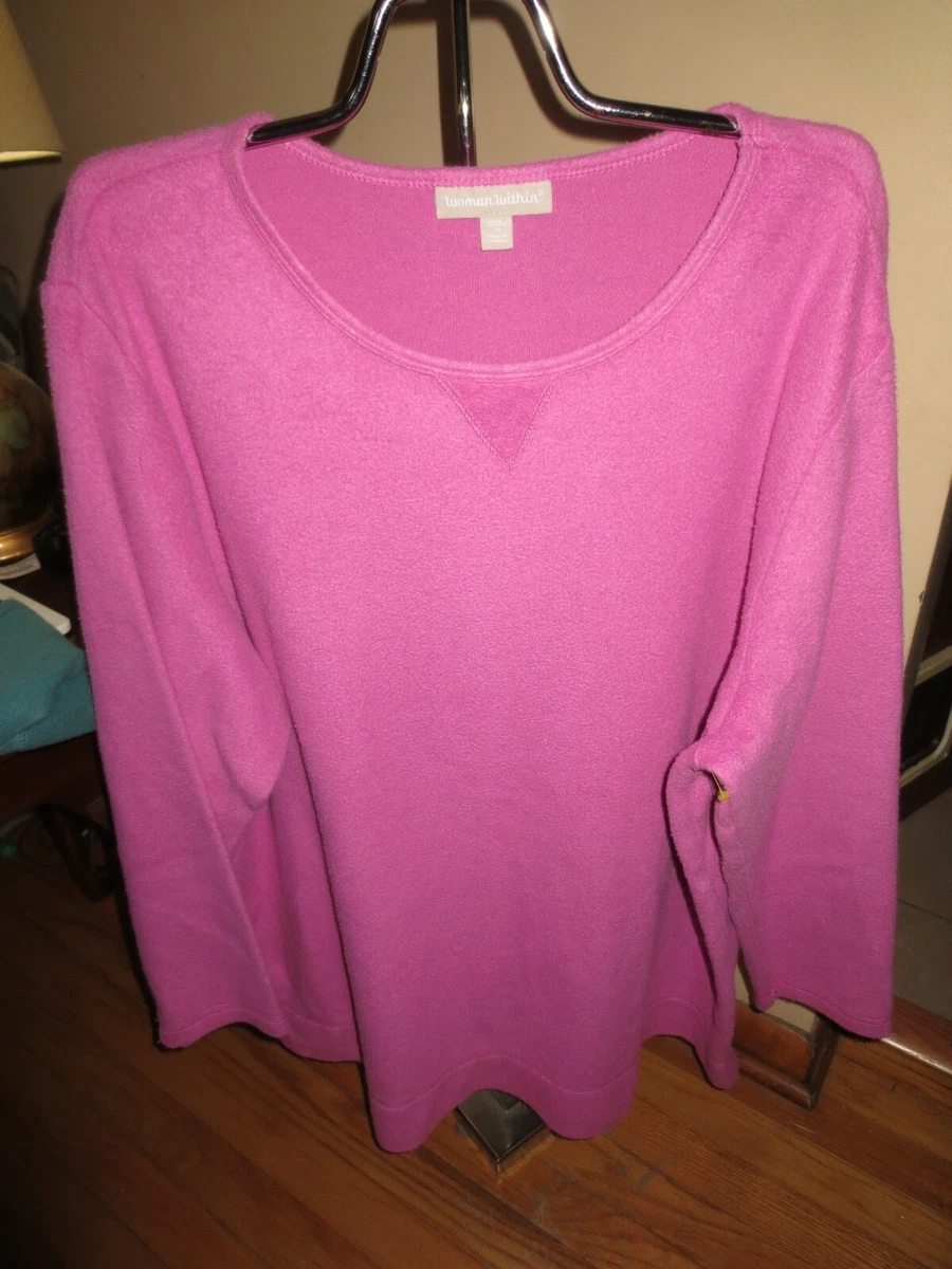 Women's Woman Within Pink Fleece Long Sleeve Sweatshirt Top Size