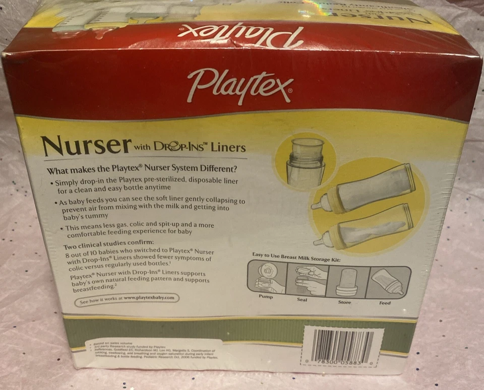 Playtex Nurser Drop-Ins 4oz 8oz Bottle Feeding Set Reduce Colic Sealed FREESHIP - Image 3 of 4